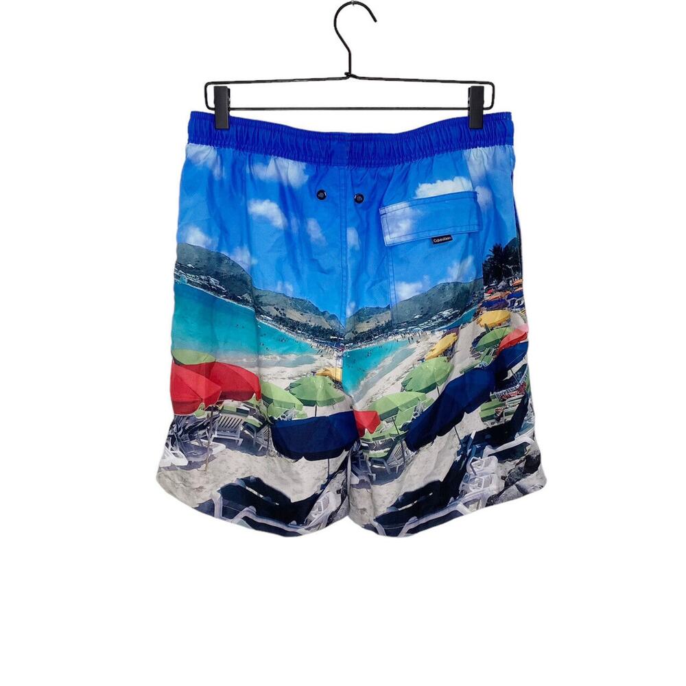 Calvin Klein Mens Size Large Swimwear Blue St. Martin Swim Shorts Pockets - Picture 2 of 14